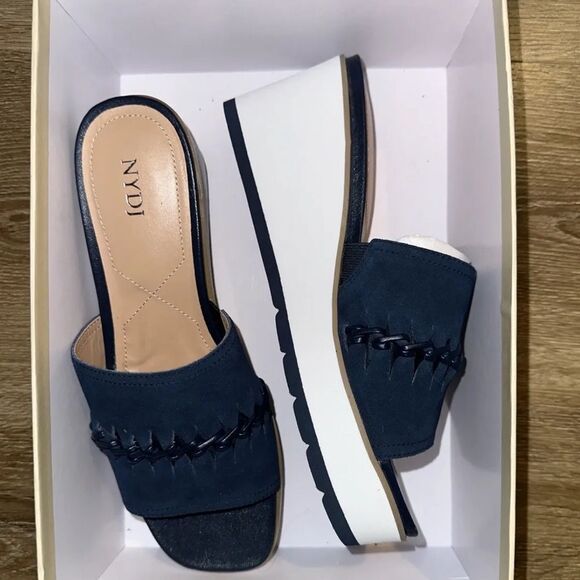 New NYDJ Womens Rory Honey Gold Nubuck Peep-Toe Platform  NYDJ Womens Rory Nubuck Peep-Toe Platform Wedge Sandals Shoes